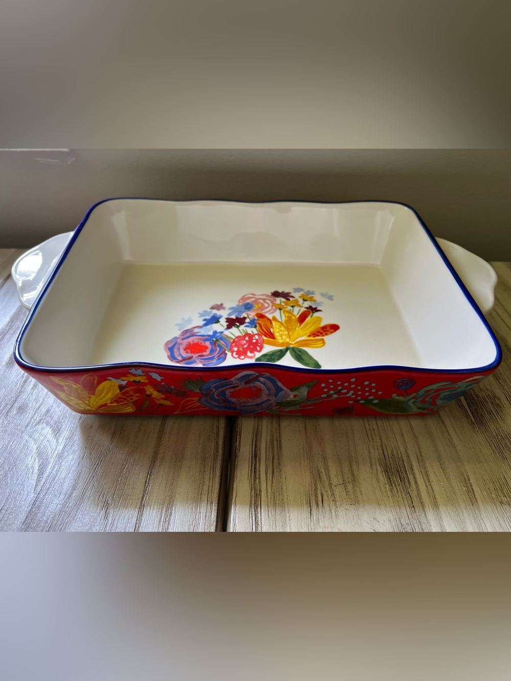 The Pioneer Woman Stoneware Casserole Baking Dish w/ Decorative Iron Trivet EUC - Picture 5 of 9